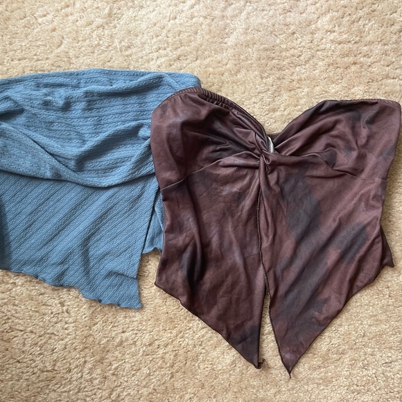 SHEIN Tops - SHEIN Brown and Blue Bandeau Bundle